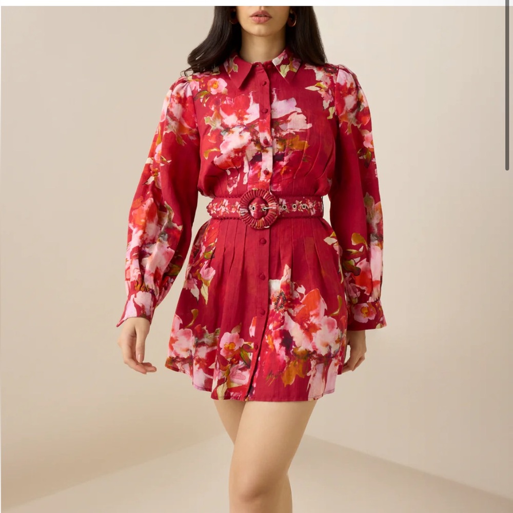 HEMANT & NANDITA Floral Red Dress
